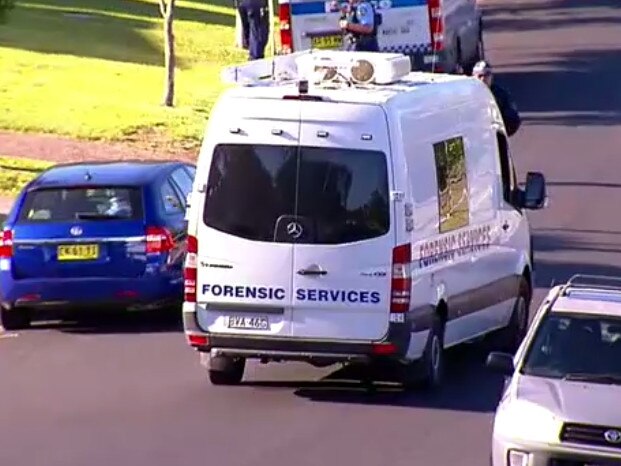 Police forensic services at the scene of the fatal shooting. Picture: 9 News