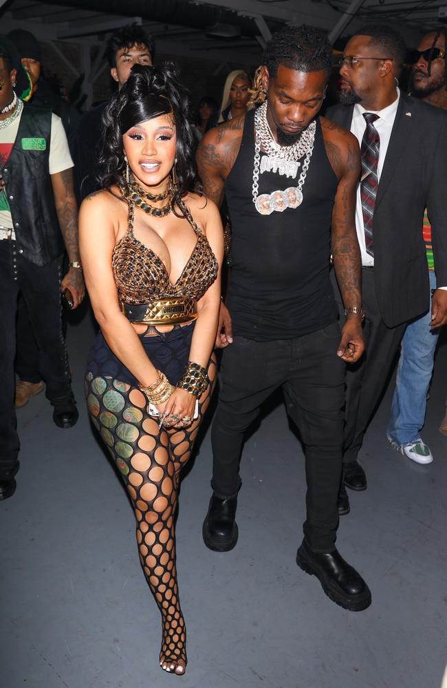 Shoes were clearly lost throughout the evening, with Cardi B also ditching her shoes on the way home. Picture: The Daily Stardust / BACKGRID