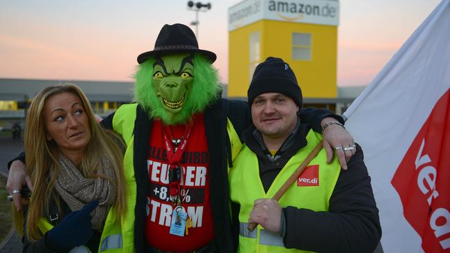 Amazon warehouse workers striking in Germany.