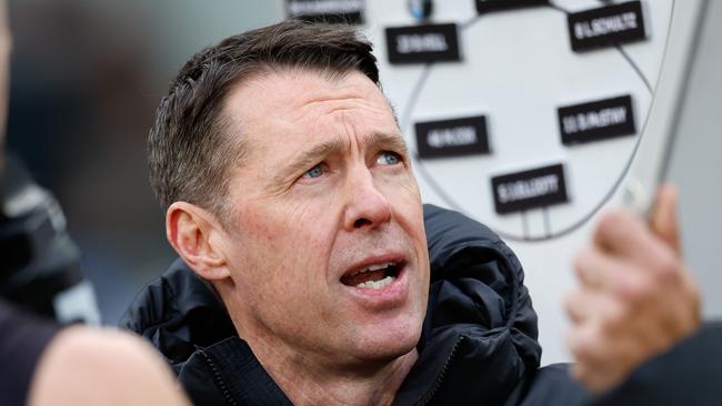 Collingwood coach Craig McRae says he has ‘enormous respect’ for John Longmire after the Sydney coach criticised his comments on umpiring post-game last week. Picture: Dylan Burns / Getty Images