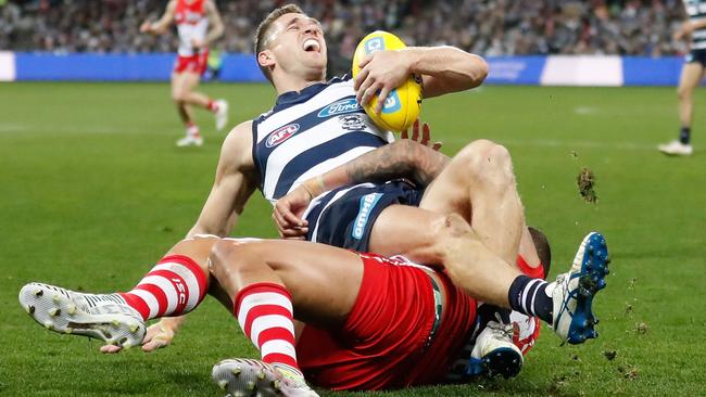 Joel Selwood injured his ankle in the Round 20 loss to Sydney.