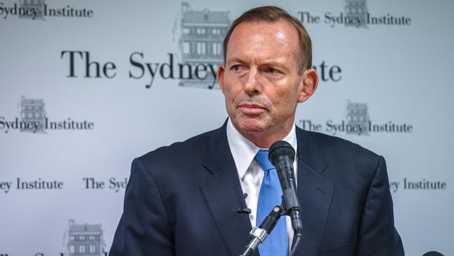 Mr Abbott addresses the Sydney Institute. Picture: Brendan Esposito