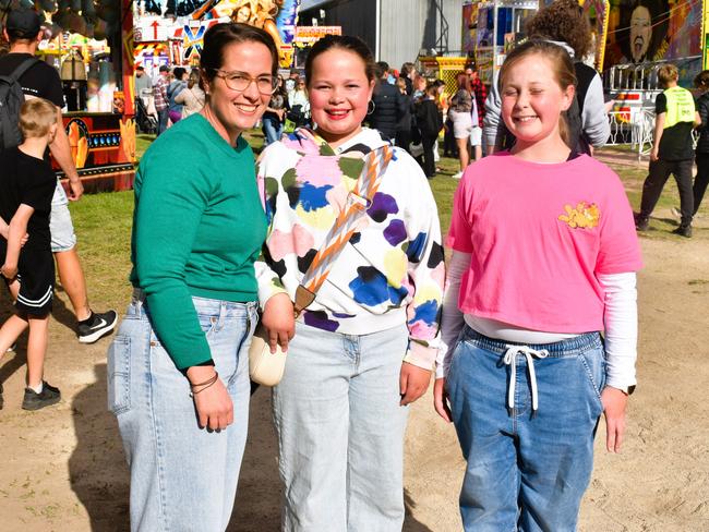 Attendees enjoying the 159th Sale Agricultural Show at the Sale Showgrounds on Friday, November 01, 2024: Pam Sellings, Anna and Mary. Picture: Jack Colantuono