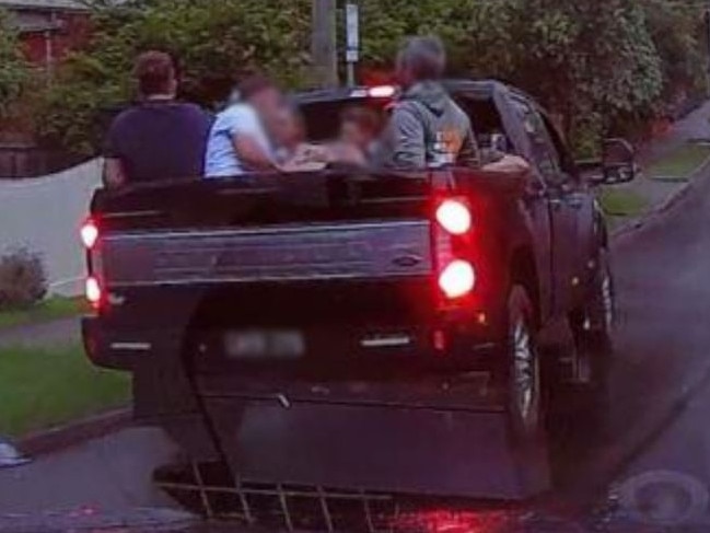 A ute carrying 18 people turned in front of a police car in Montmorency on December 21. 