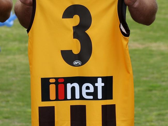 Hawthorn training at Waverly. O'Meara, Mitchell and Vickery with there new numbers . Pic : Michael Klein