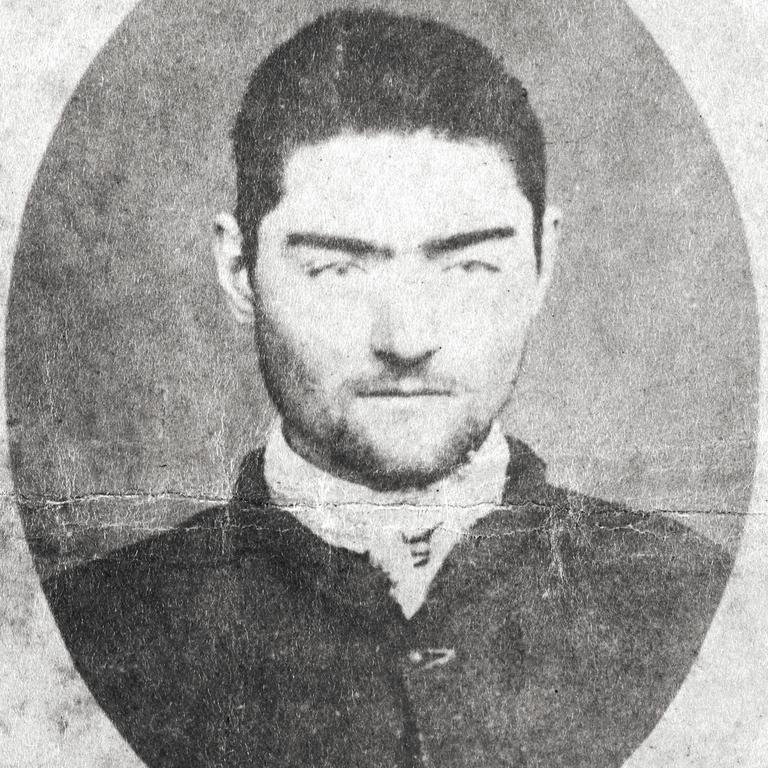 Innocence lost ... this confronting photograph of Ned Kelly, without his familair beard, was circulated after the police murders at Stringybark Creek. It was taken at Pentridge Prison just before his release in 1874 after serving time for receiving a stolen horse. Public Record Office Of Victoria