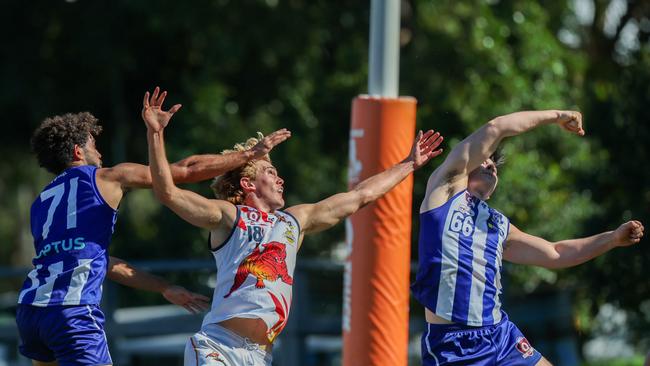 QAFL Colts action between the Mt Gravatt Vultures and Noosa at Mt Gravatt on May 24, 2025. Picture: Stephen Archer.