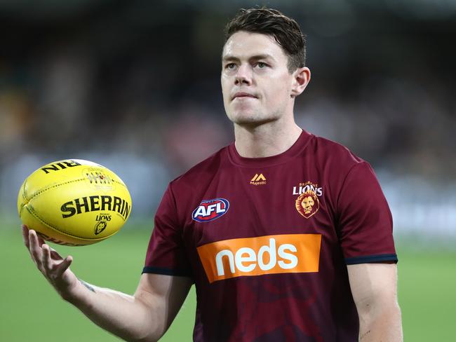 BRISBANE, AUSTRALIA - APRIL 18: Lachie Neale of the Lions warms up before the round 5 AFL match between Brisbane and Collingwood at The Gabba on April 18, 2019 in Brisbane, Australia. (Photo by Chris Hyde/Getty Images)