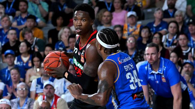 Kristian Doolittle of the Wildcats is a hold. Picture: Bradley Kanaris/Getty Images