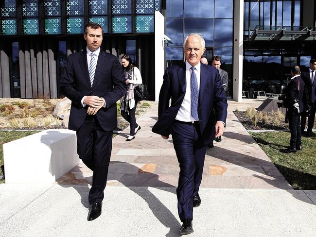Minister for Justice Michael Keenan and Prime Minister Malcolm Turnbull. Picture: Kym Smith