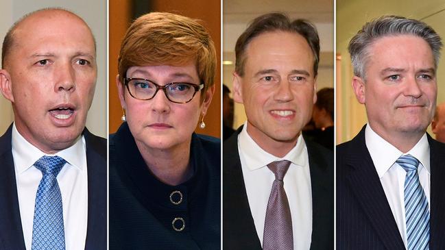 Peter Dutton keeps Home Affairs, Marise Payne replaces Julie Bishop as Foreign Minister, Greg Hunt holds on to the Health portfolio and Mathias Cormann retains his Finance portfolio.