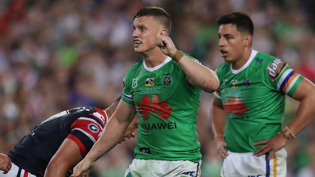 Jack Wighton reacts after a dubious call in the NRL grand final, just one of a host of poor calls during the season. Picture: Brett Costello