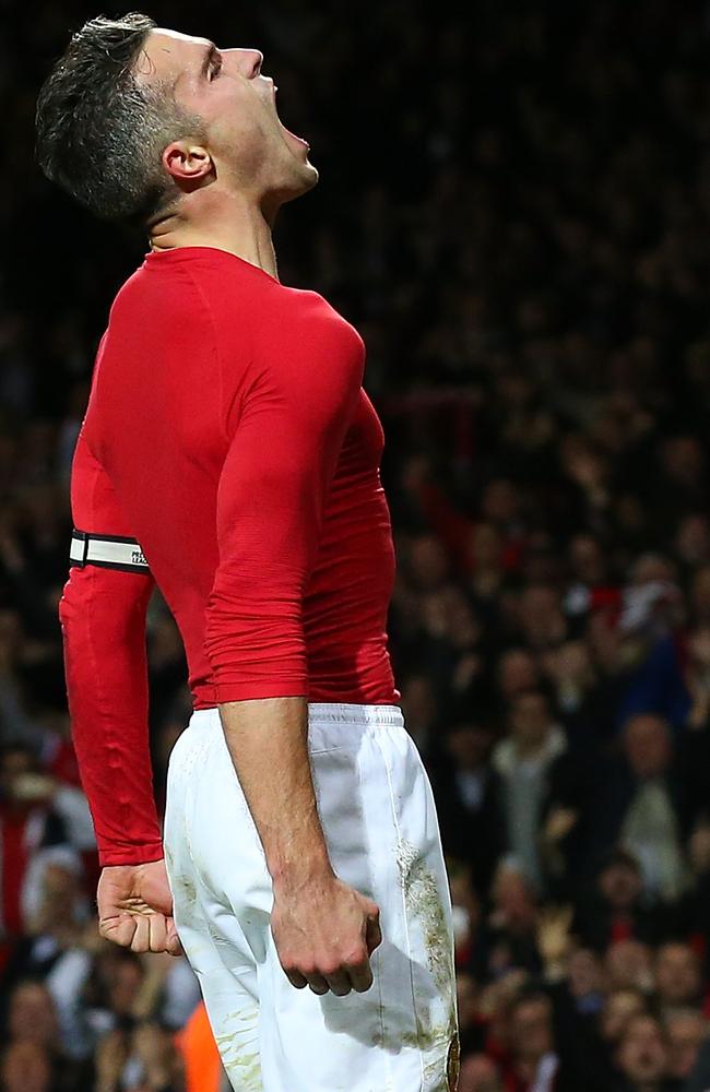 Robin van Persie shows his relief.