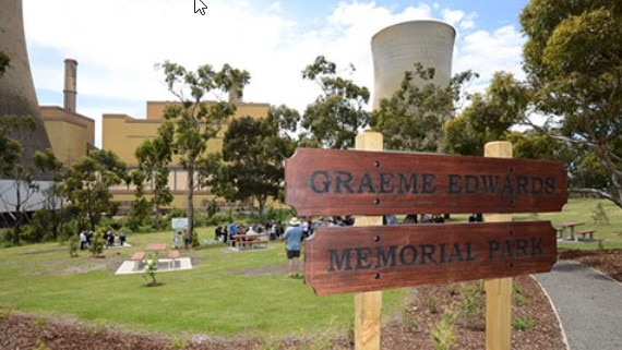 Graeme Edwards Memorial Park was created at Yallourn after the death of the popular worker at the Latrobe Valley power station. Picture: Google Maps