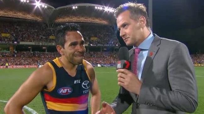 Eddie Betts was emotional after Adelaide's win over Geelong.