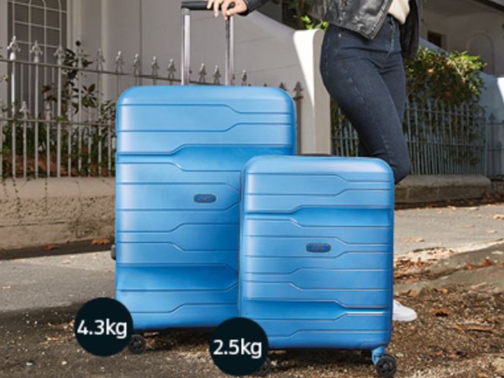 Aldi's Skylite polypropylene suitcases are $79.99 for the large and $49.99 for the carry-on version.