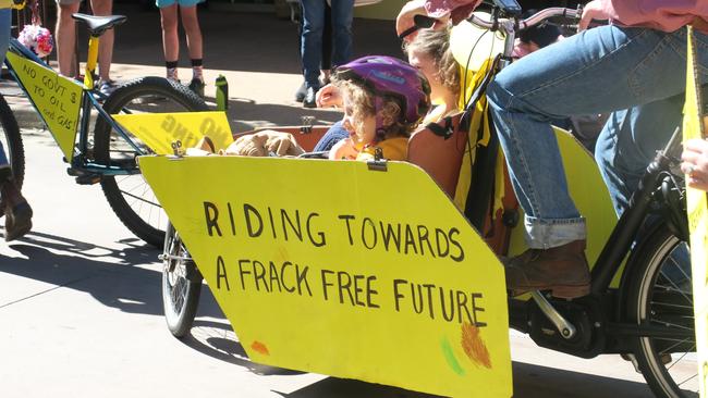 The Central Australian Frack Free Alliance had several signs on display during the muster.