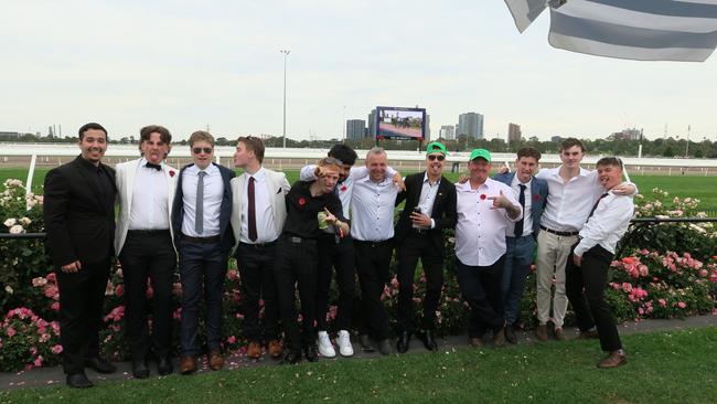 Zac's group at Seppelt Wines Stakes Day 2024 at Flemington Racecourse. Picture: Gemma Scerri