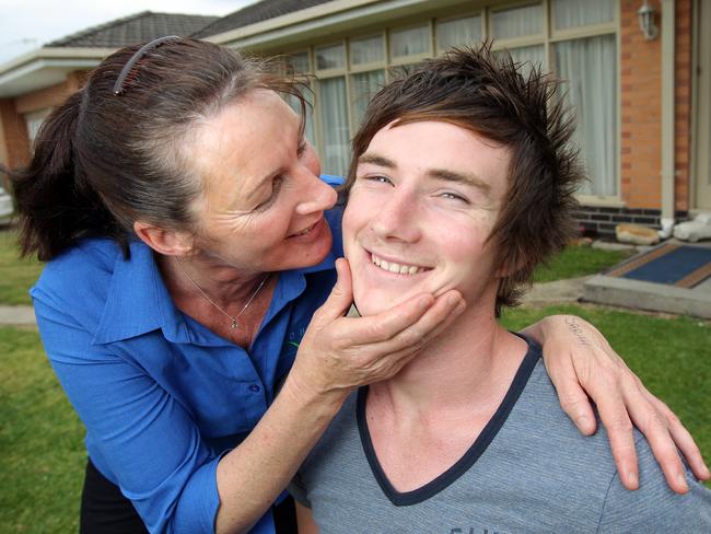 Before AFL: Jed Lamb at home in Yarram in Gippsland with his mum Kerrie.