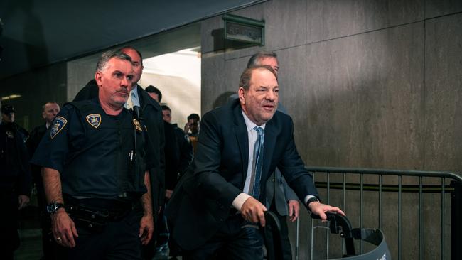 Harvey Weinstein enters New York City Criminal Court, where he was found guilty on two charges of sexual assault. Picture: Getty Images