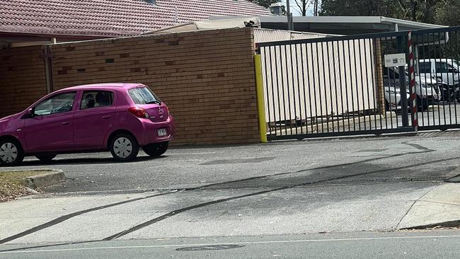 Brazen burnout outside Runaway Bay police station.