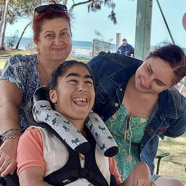 Anne Marinou, her disabled daughter Artemis and other daughter Kassandra