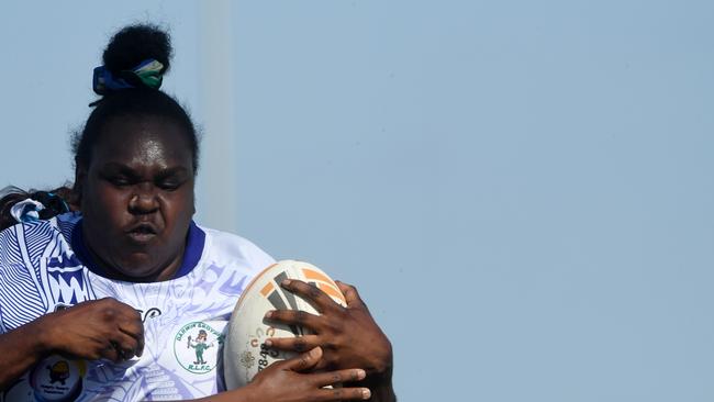 Darwin Brothers' Womens player plays against Sharks in the Humpty Dumpty Foundation round of 2022 NRLNT season. Picture: (A)manda Parkinson