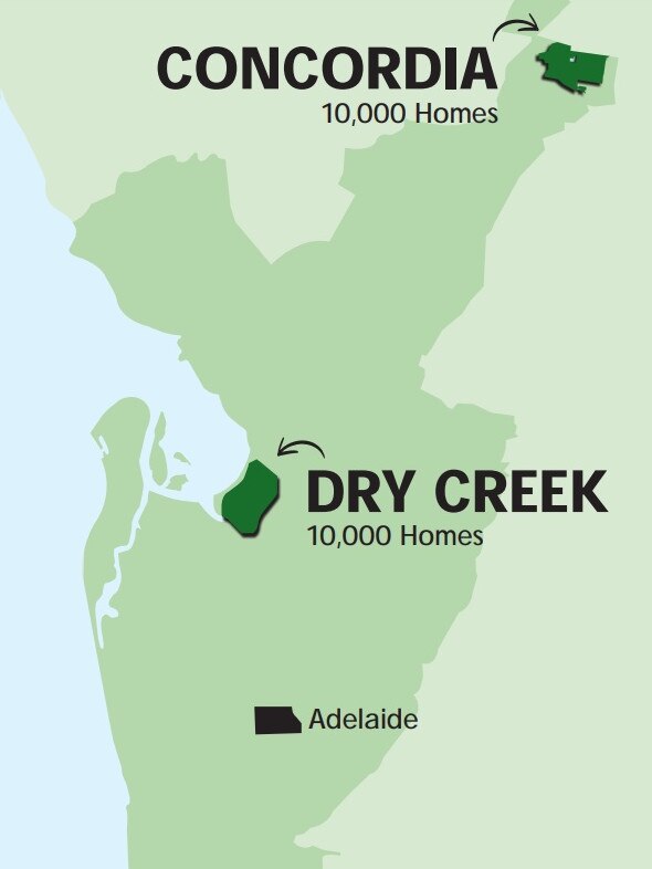 The two new land releases north of Adelaide.