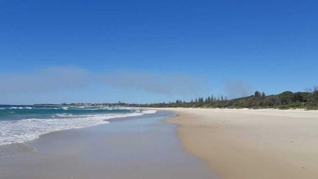 Smoke from the Duranbah fire, visible from the coast.