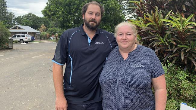 Ben Spargo and Tracey Spargo at the Chinderah Village Tourist Park say Chinderah is still a liveable suburb, they just need better warning systems. Picture: Liana Walker