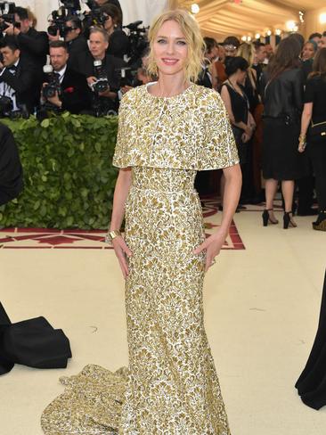 Naomi Watts stands out in a Michael Kors cape and gown. Picture: AFP