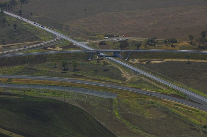 Photos of the TSRC progress. Gore Hwy interchange at November 2018. Picture: Above Photography PTY LTD