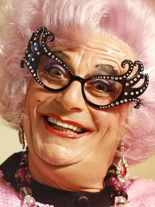 Barry Humphries in character as the beloved Dame Edna Everage in 1994. Picture: George Fetting