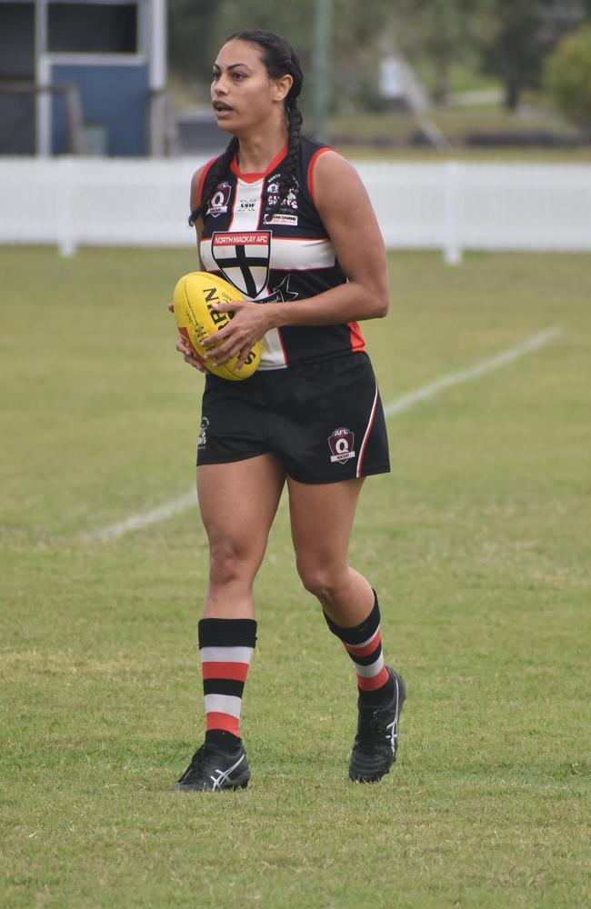 Simone Butschle in the North Mackay Saints and Eastern Swans clash in the senior women's McDonald's Mackay Cup, August 21, 2021. Picture: Matthew Forrest