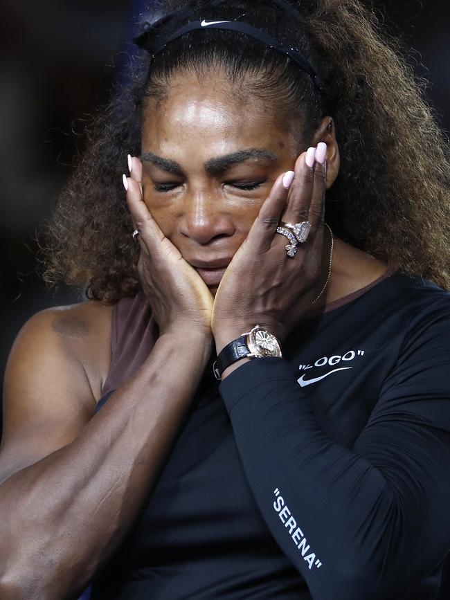 Serena Williams during the trophy ceremony. Picture: Picture: AP