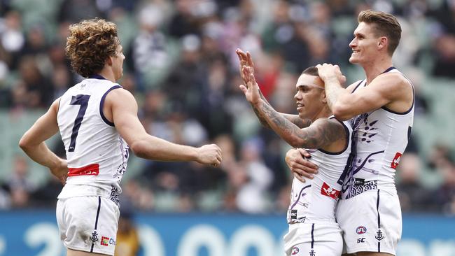 Michael Walters celebrates his third-term goal. Pic: AAP