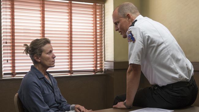 Frances McDormand and Woody Harrelson in Three Billboards Outside Ebbing, Missouri.