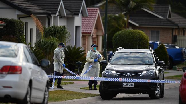 Police cordoned off the block in Green Valley were the woman lived. Picture: NCA NewsWire/Joel Carrett