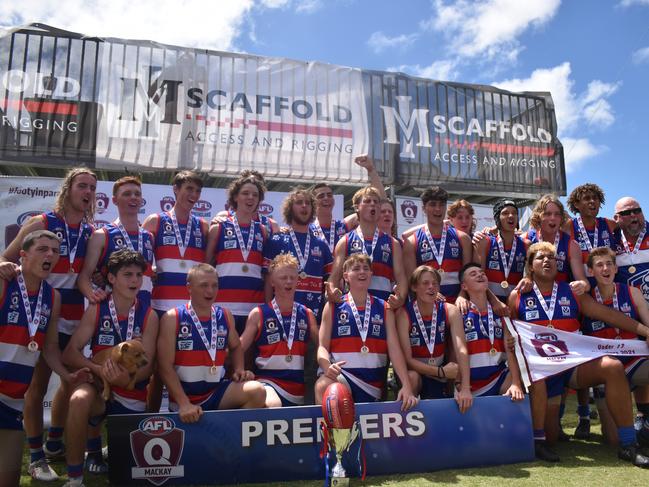 Moranbah Bulldogs defeat the Whitsunday Sea Eagles in the u17s AFL grand final at Magpies Sporting Club, Mackay, September 11, 2021. Picture: Matthew Forrest
