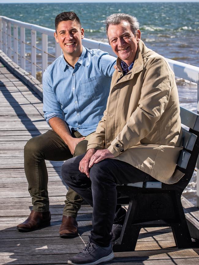 Graeme Goodings and son Will at Grange Jetty. Picture: Tom Huntley