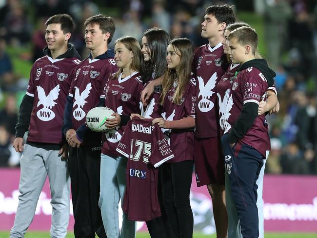 Fulton’s grandkids brought a jersey with the number 175 onto the field at the newly-renamed 4 Pines Stadium. (Photo by Mark Metcalfe/Getty Images)