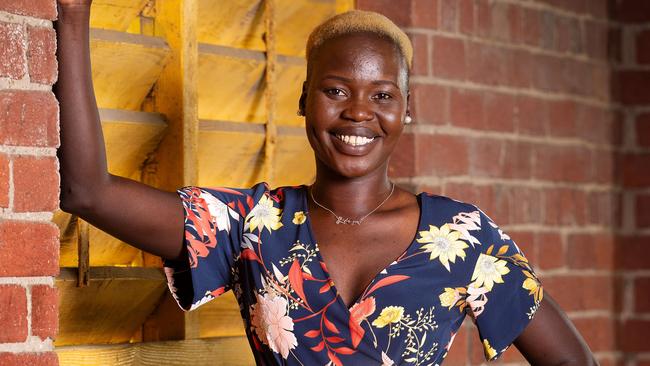 Richmond AFLW player Akek Makur Chuot has gone from a Kenyan refugee camp to the Richmond Tigers. Picture: Mark Stewart