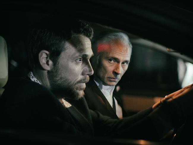 Jamie Sives and Mark Bonnar in a scene from the TV series Guilt. Supplied by BBC Australia.