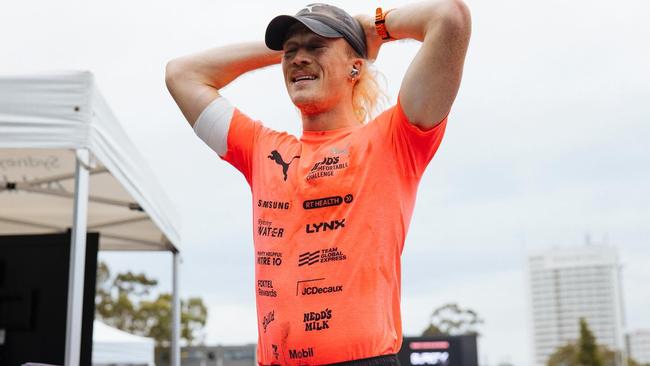 Brockmann crossed the finish line on Wednesday after the gruelling run at Sydney Olympic Park. Picture: Instagram