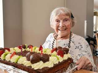 HAPPY BIRTHDAY: Ailsa Ryder enjoyed her cake at a special birthday celebration hosted by Seasons Care Community Golden Beach, where she also celebrated her 100th birthday three years ago. Picture: Patrick Woods