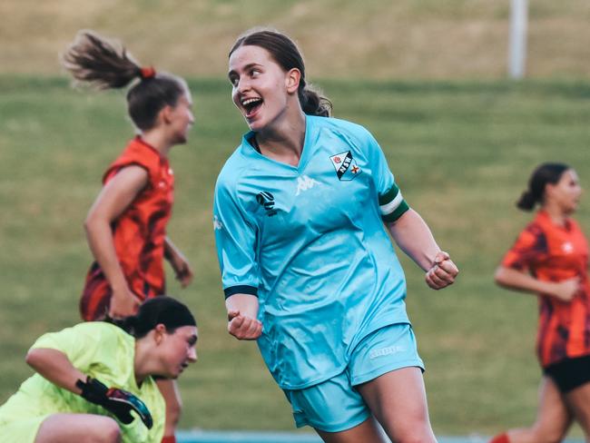NSW Metro captain Madeleine Caspers in action at the 2023 Football Australia National Youth Championships.