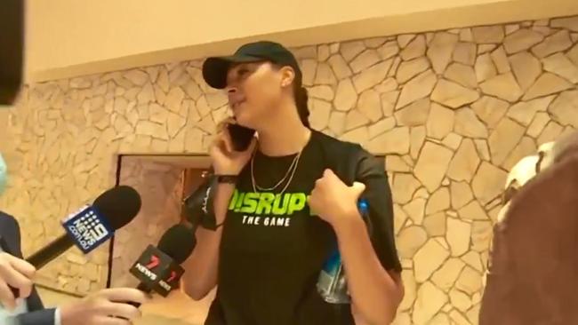 Liz Cambage still faces a Basketball Australia investigation. Picture: 7News Melbourne