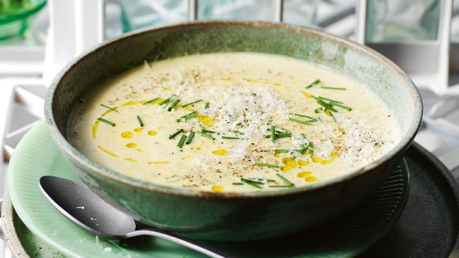 Corn, chive and bacon soup.