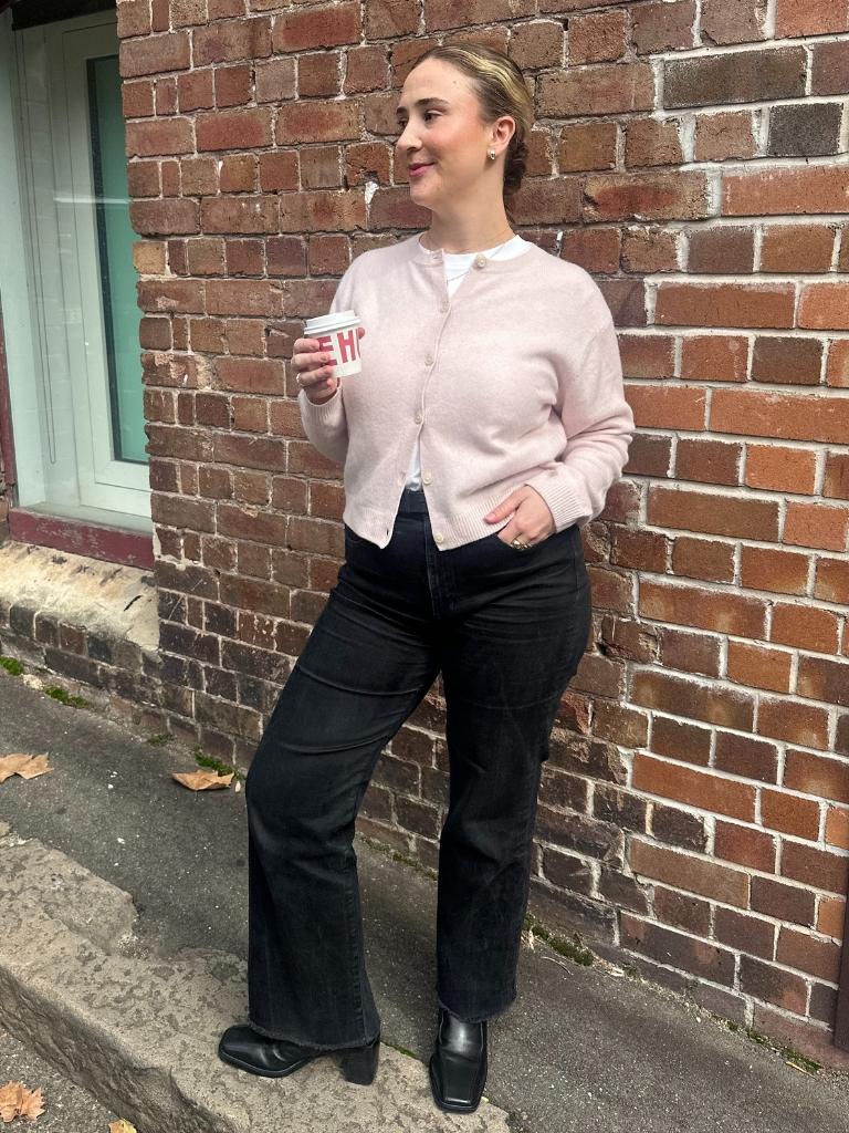 UNIQLO: C 100% Cashmere Crew Neck Short Cardigan. Picture: news.com.au/Philippa Tonkin.