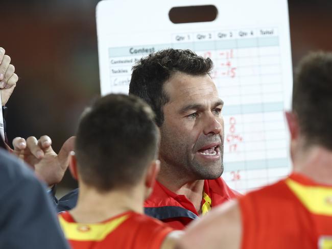 AFL - Port Adelaide v Gold Coast Suns - Round 23 - Adelaide Oval. Gold Coast Suns coach Dean Solomon at 3 quarter time. Picture Sarah Reed